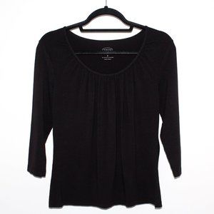 Talbots Vintage Y2K Black Ruched Scoop Neck Top